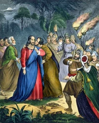 Giuda Tradisce il suo Maestro, da una bibbia stampata da Edward Gover, anni 1870